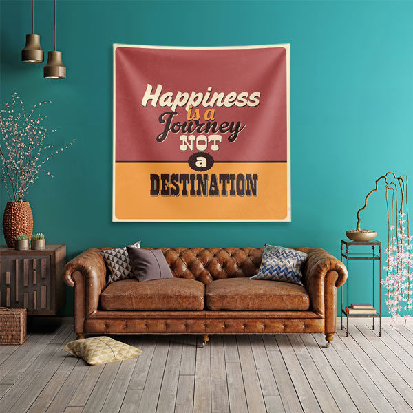 Motivasyon Duvar Örtüsü - Happiness is a Journey 7623