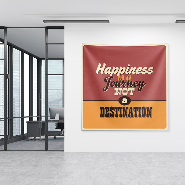 Motivasyon Duvar Örtüsü - Happiness is a Journey 7623
