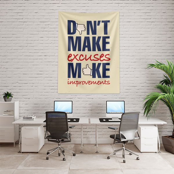 inspirational-wall-tapestry-7635-03 Motivasyon Duvar Örtüsü - Don’t Make Excuses Make Improvements 7635
