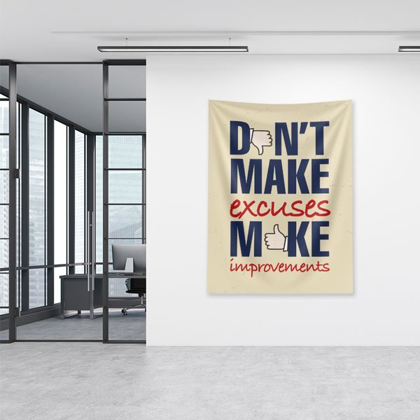 inspirational-wall-tapestry-7635-04 Motivasyon Duvar Örtüsü - Don’t Make Excuses Make Improvements 7635