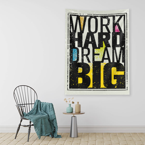 Motivasyon Duvar Örtüsü - Work Hard Dream Big 7642
