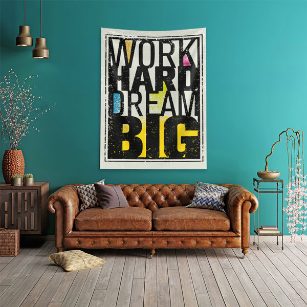 Motivasyon Duvar Örtüsü - Work Hard Dream Big 7642