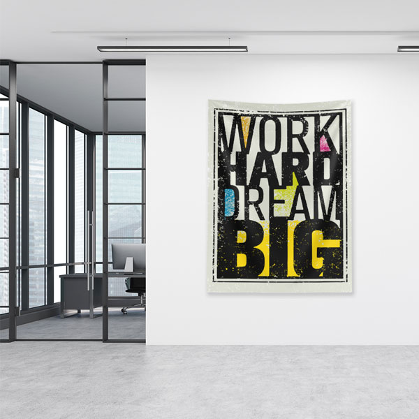 Motivasyon Duvar Örtüsü - Work Hard Dream Big 7642