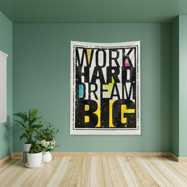 Motivasyon Duvar Örtüsü - Work Hard Dream Big 7642