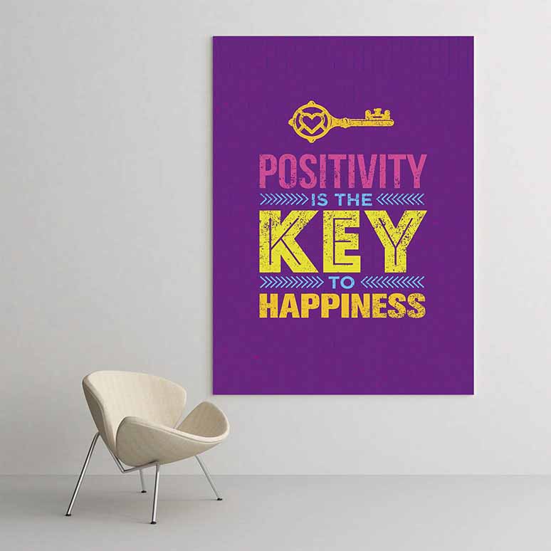 inspiring-wall-decor-3172-03 Pozitiflik Mutluluğun Anahtarı Motivasyon Kanvası – 3172
