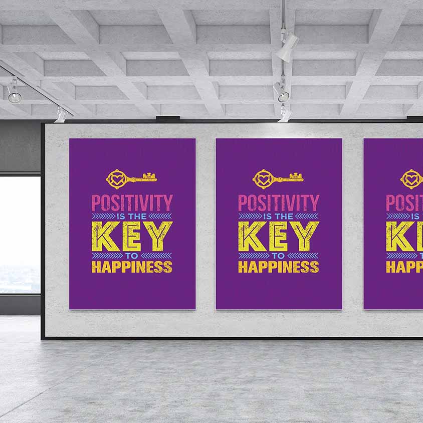 inspiring-wall-decor-3172-05 Pozitiflik Mutluluğun Anahtarı Motivasyon Kanvası – 3172