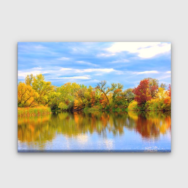 interior-wall-art-13380-00 Sonbahar Göl Manzarası Kanvas Tablo 13380
