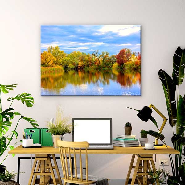 Sonbahar Göl Manzarası Kanvas Tablo 13380
