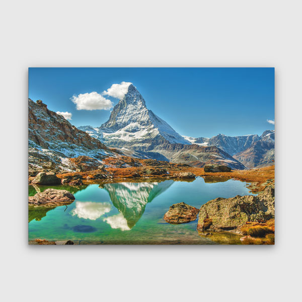 Matterhorn Dağı Yansıma Göl Manzarası Kanvas Tablo 13425