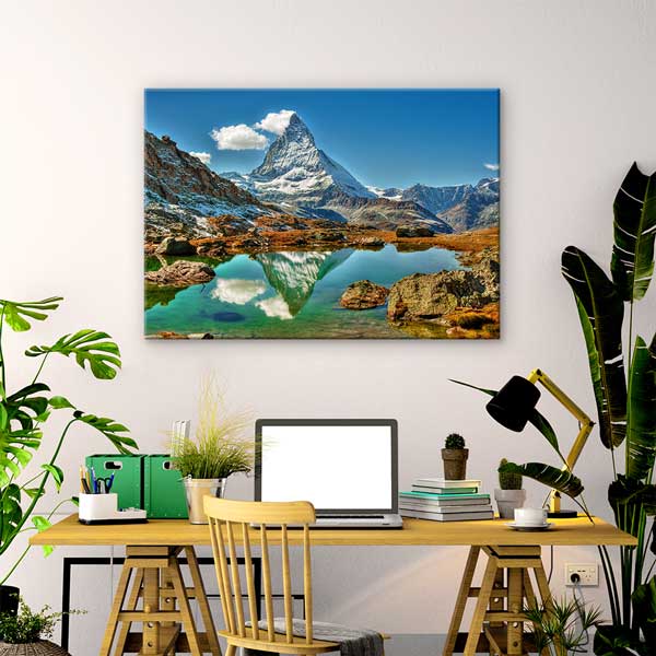 Matterhorn Dağı Yansıma Göl Manzarası Kanvas Tablo 13425