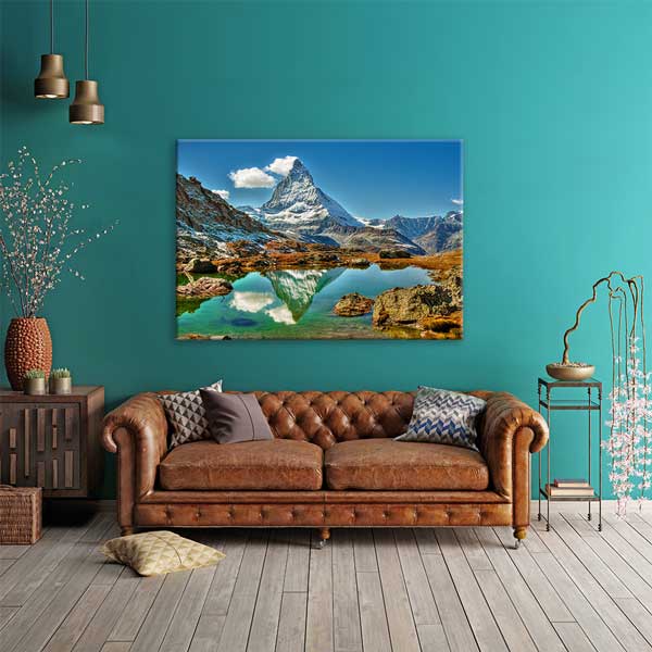 Matterhorn Dağı Yansıma Göl Manzarası Kanvas Tablo 13425