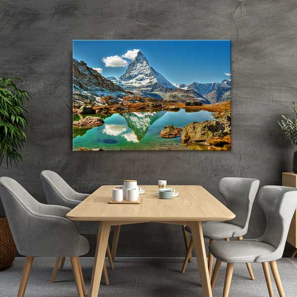 Matterhorn Dağı Yansıma Göl Manzarası Kanvas Tablo 13425