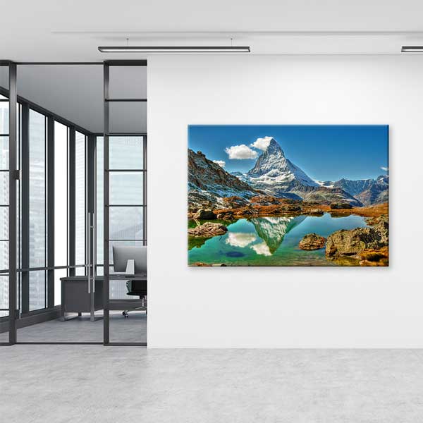Matterhorn Dağı Yansıma Göl Manzarası Kanvas Tablo 13425