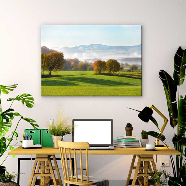 Sabah Sisinde Yeşil Avrupa Manzarası Kanvas Tablo 13433