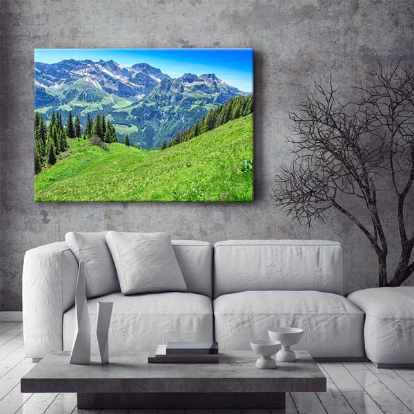 İsviçre Alpleri Dağ Manzarası Kanvas Tablo 13434