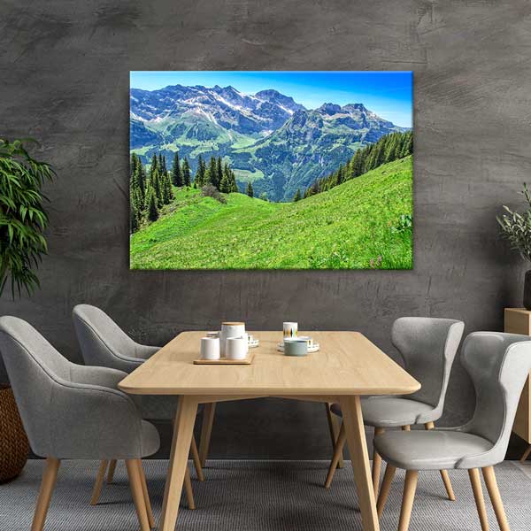 İsviçre Alpleri Dağ Manzarası Kanvas Tablo 13434