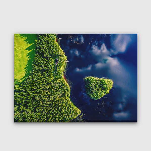 Hava Çekimi Adacık ve Orman Manzarası Kanvas Tablo 13436