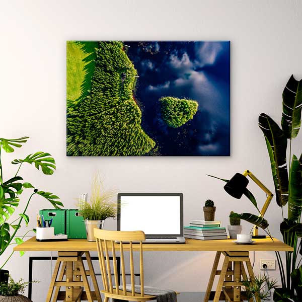 Hava Çekimi Adacık ve Orman Manzarası Kanvas Tablo 13436