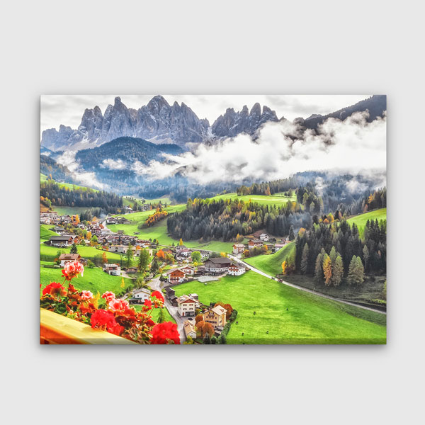Alp Dağları Köy Manzarası Kanvas Tablo 13448