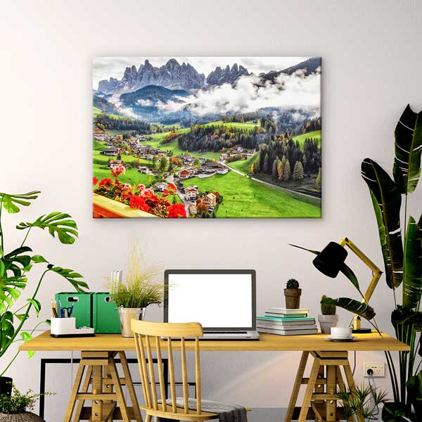 Alp Dağları Köy Manzarası Kanvas Tablo 13448