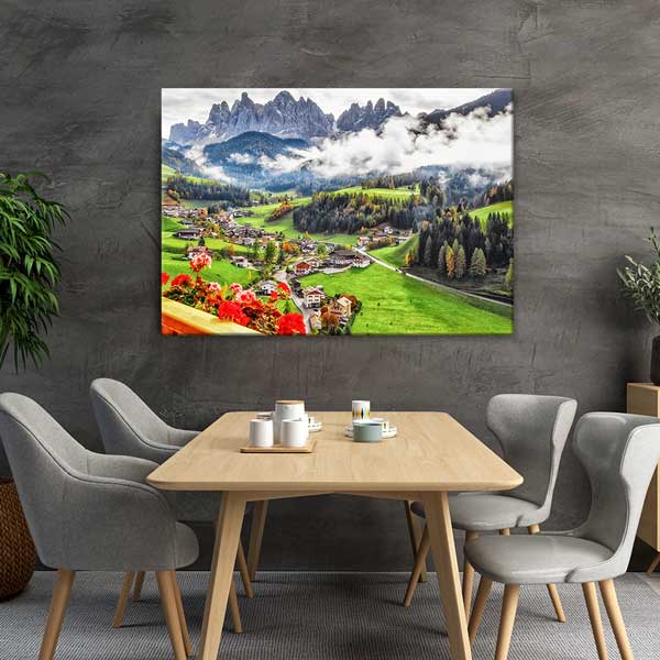 Alp Dağları Köy Manzarası Kanvas Tablo 13448