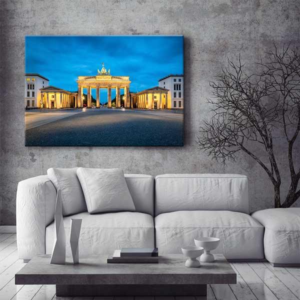 Berlin Brandenburg Kapısı Gece Manzara Kanvas Tablo 13463