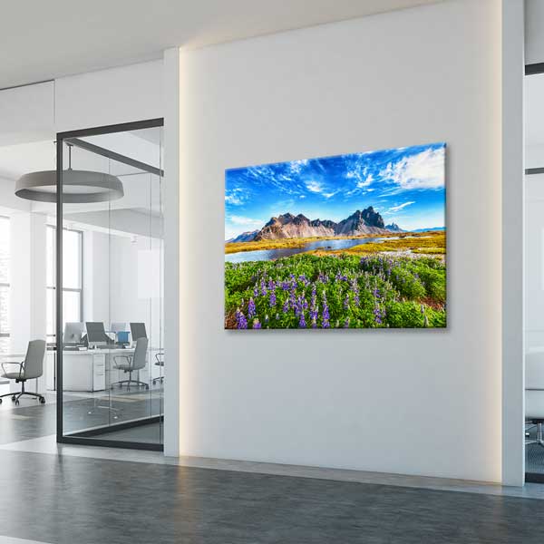 Dağlar ve Mor Çiçekli Ova Manzarası Kanvas Tablo 13497