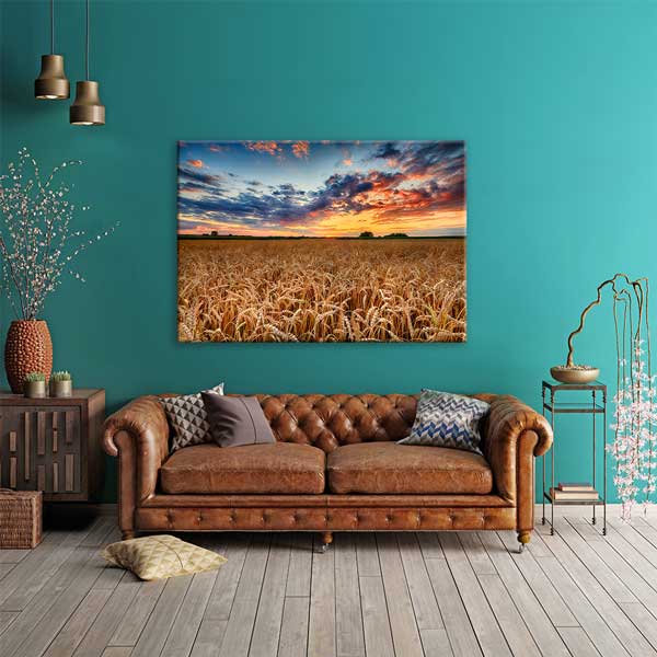 Buğday Tarlası ve Gün Batımı Manzarası Kanvas Tablo 13500