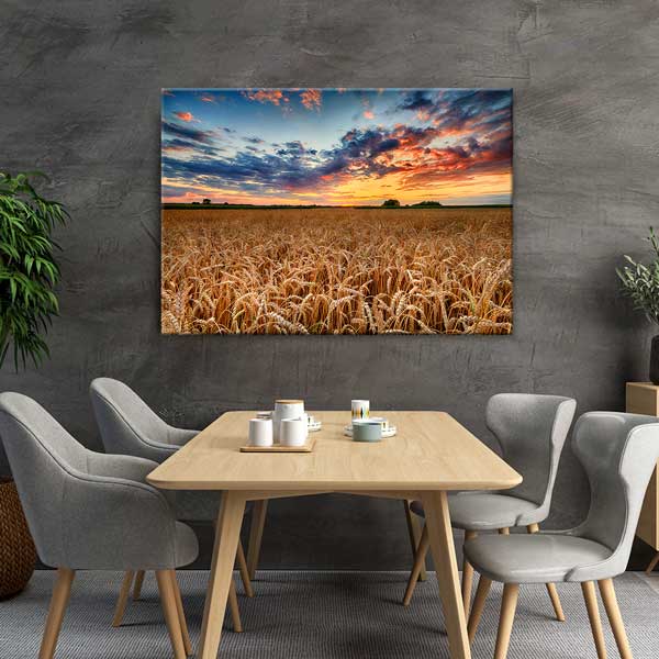 Buğday Tarlası ve Gün Batımı Manzarası Kanvas Tablo 13500