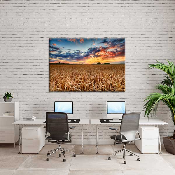 Buğday Tarlası ve Gün Batımı Manzarası Kanvas Tablo 13500