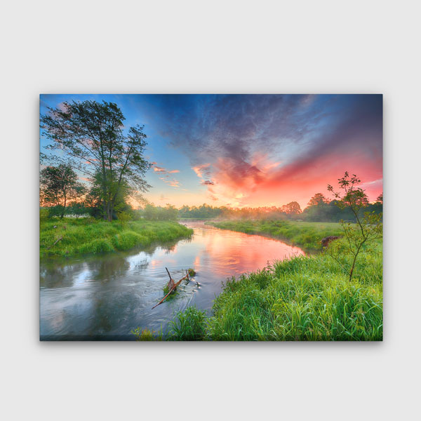 Nehir Kıyısında Gün Doğumu Manzarası Kanvas Tablo 13501