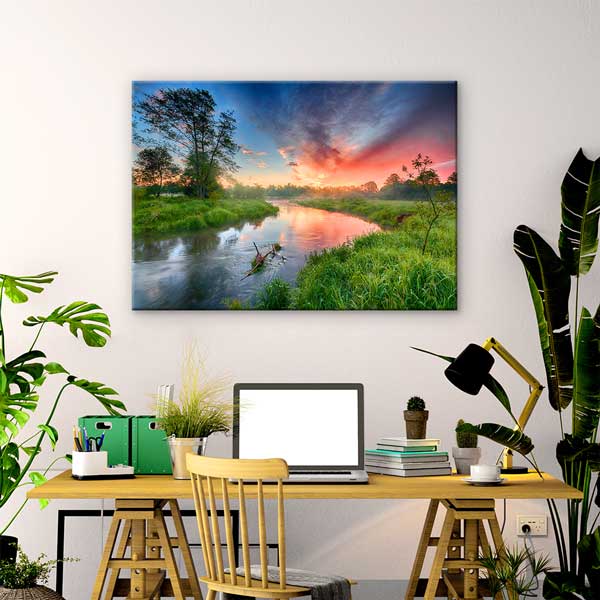 Nehir Kıyısında Gün Doğumu Manzarası Kanvas Tablo 13501