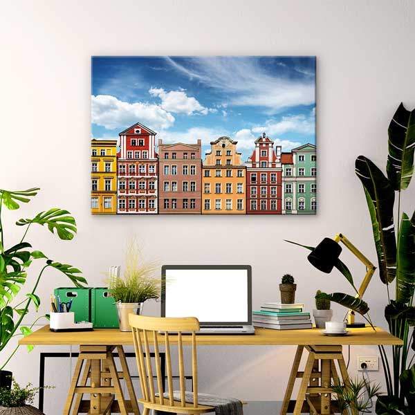 Renkli Avrupa Şehir Evleri Kanvas Tablo 13510