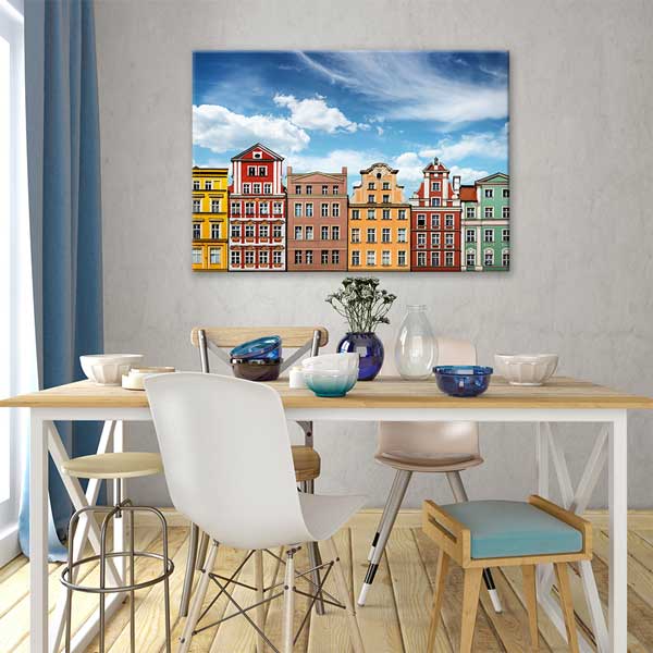Renkli Avrupa Şehir Evleri Kanvas Tablo 13510