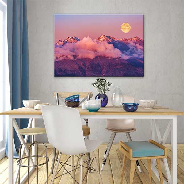 interior-wall-art-13514-03 Dolunaylı Dağ Manzarası Kanvas Tablo 13514