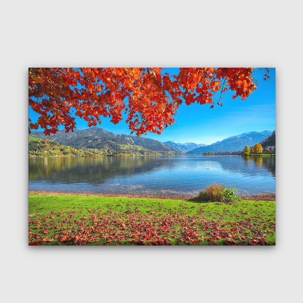Sonbahar Göl Kıyısı Manzarası Kanvas Tablo 13522