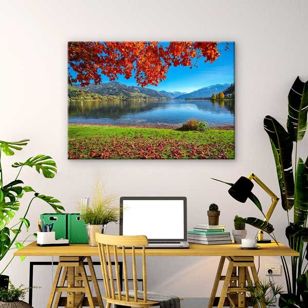 Sonbahar Göl Kıyısı Manzarası Kanvas Tablo 13522
