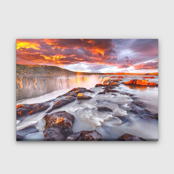Şelale Gün Batımı Manzara Kanvas Tablo 13523