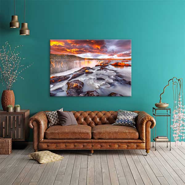 Şelale Gün Batımı Manzara Kanvas Tablo 13523