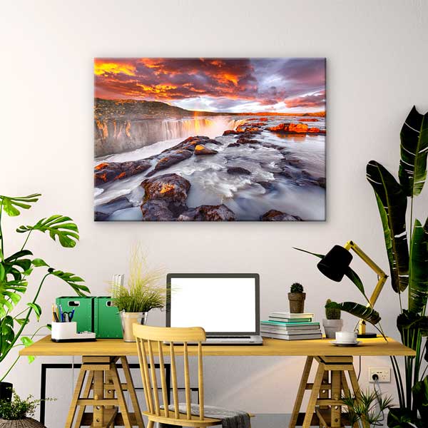 Şelale Gün Batımı Manzara Kanvas Tablo 13523