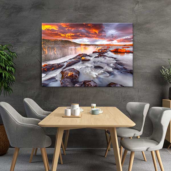 Şelale Gün Batımı Manzara Kanvas Tablo 13523