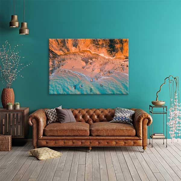 Kayalık Sahil ve Turkuaz Kıyı Fotoğraf Sanatı Kanvas Tablo 13555