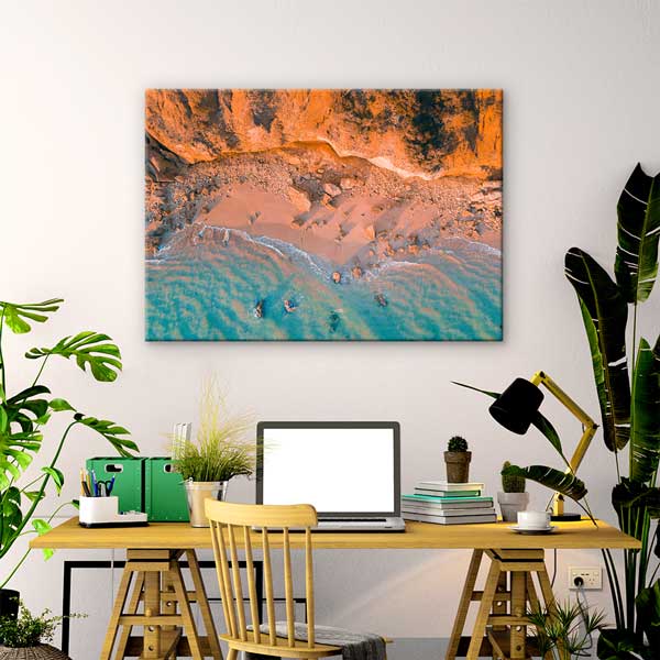 Kayalık Sahil ve Turkuaz Kıyı Fotoğraf Sanatı Kanvas Tablo 13555