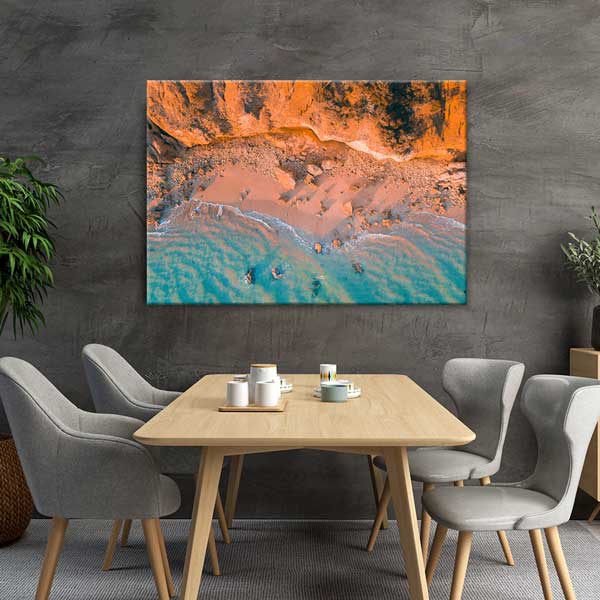 Kayalık Sahil ve Turkuaz Kıyı Fotoğraf Sanatı Kanvas Tablo 13555