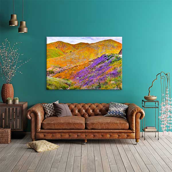 Renkli Çiçekli Tepeler Doğa Manzarası Kanvas Tablo 13564