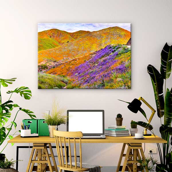Renkli Çiçekli Tepeler Doğa Manzarası Kanvas Tablo 13564