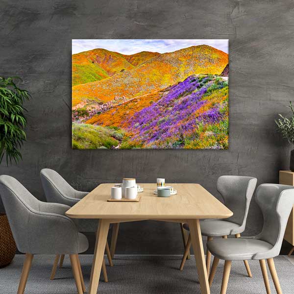 Renkli Çiçekli Tepeler Doğa Manzarası Kanvas Tablo 13564