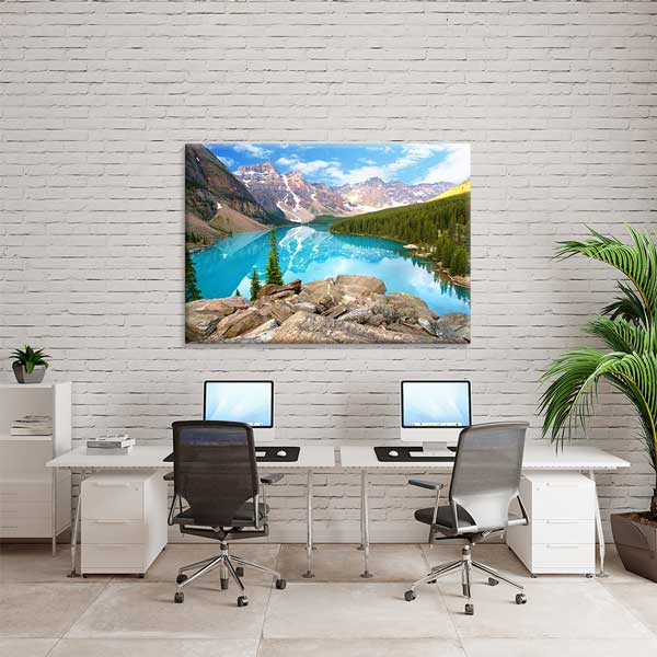 interior-wall-art-13575-04 Turkuaz Buzul Gölü ve Dağ Manzarası Kanvas Tablo 13575