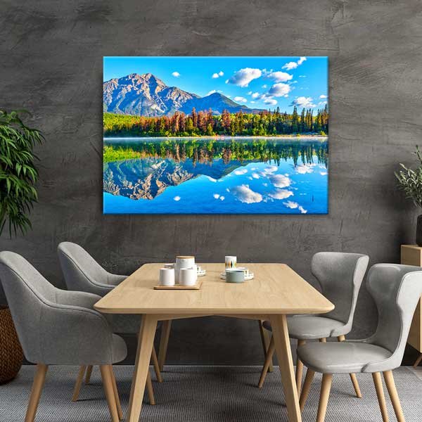 interior-wall-art-13579-03 Dağ ve Orman Yansımalı Göl Manzarası Kanvas Tablo 13579