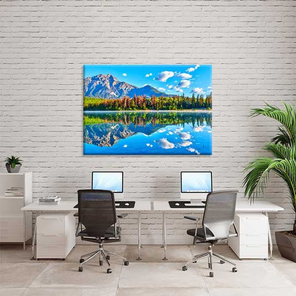 interior-wall-art-13579-04 Dağ ve Orman Yansımalı Göl Manzarası Kanvas Tablo 13579